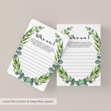 Greenery Wreath Bridal Shower Memory Game Printable