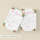Pink and Green Floral Baby Predictions Game Cards