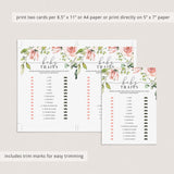 Blush Floral and Greenery Baby Shower Games Bundle