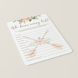 Tribal Baby Shower Games Package with Watercolor Flowers