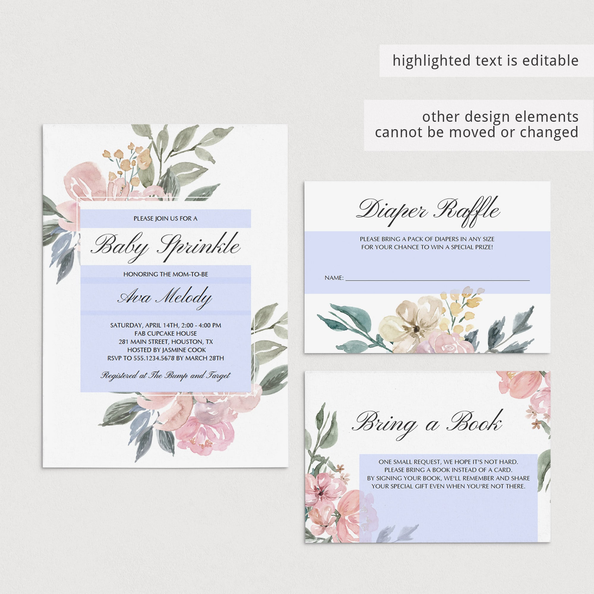 Editable baby sprinkle invitations whimsical theme by LittleSizzle