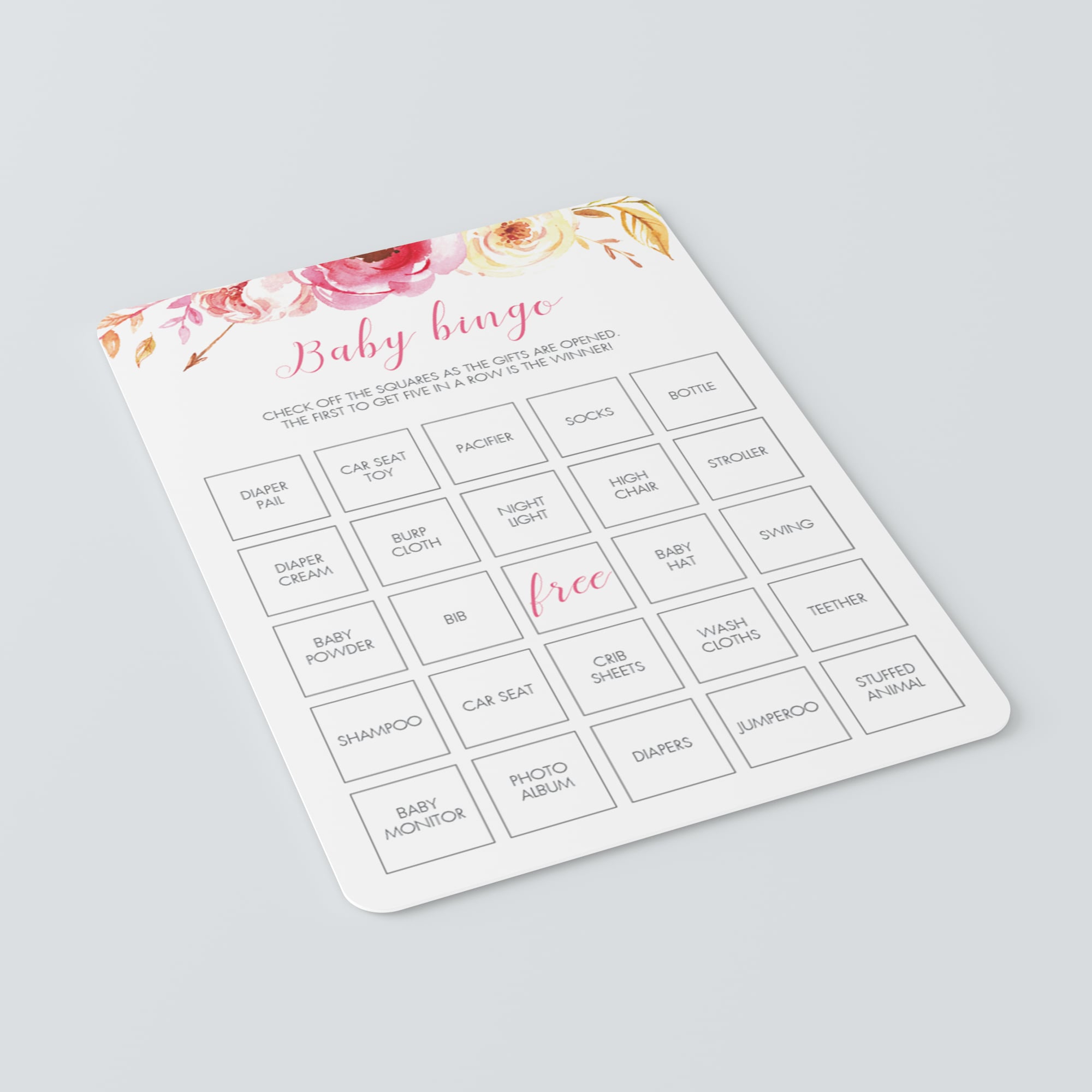 Baby shower games boho floral pink and yellow by LittleSizzle