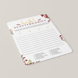 Burgundy Floral Bridal Shower Package Autumn Wedding Printables
