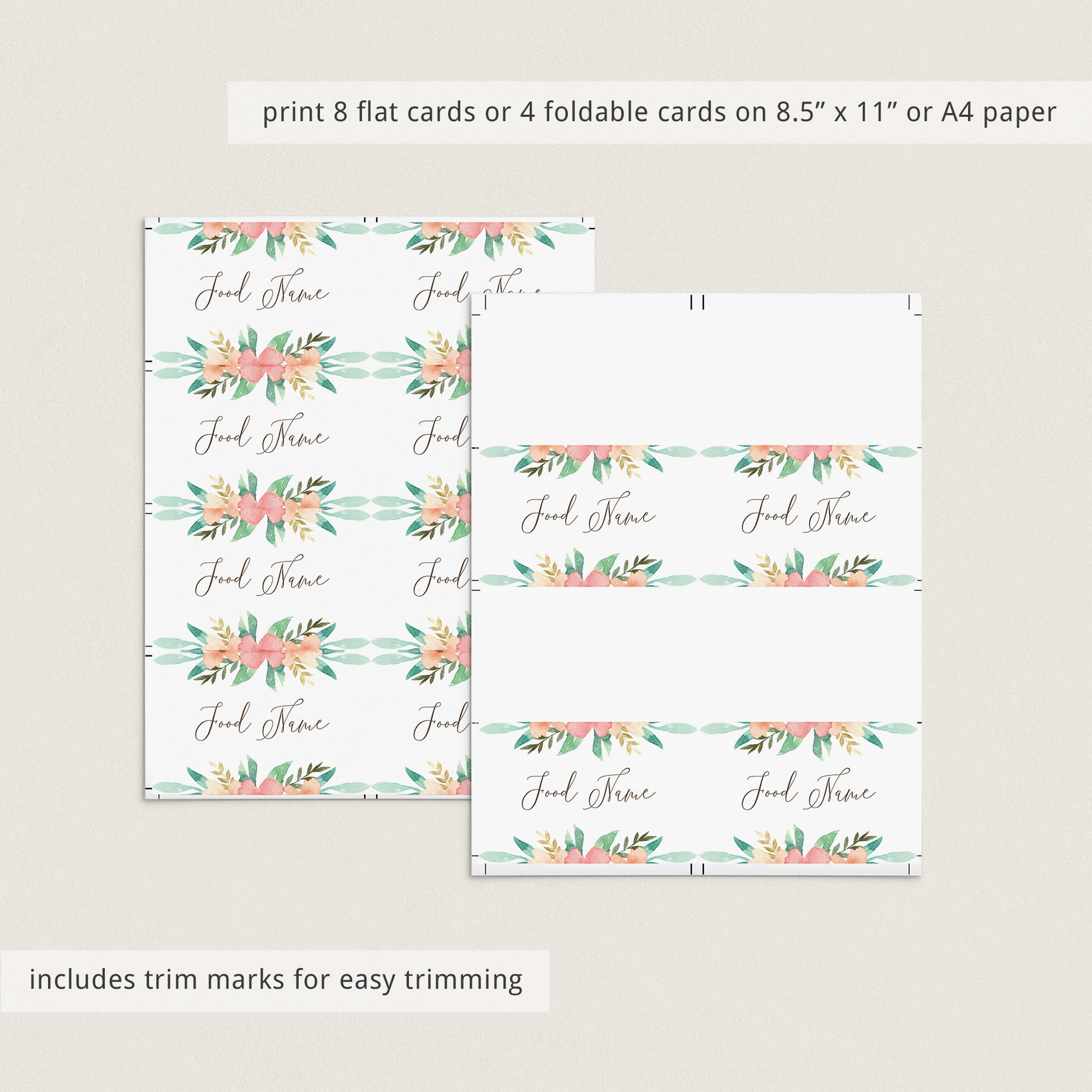 Editable food labels floral theme by LittleSizzle