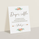 Floral Diaper Raffle Sign Printable