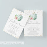 Fall in Love Bridal Shower Invitation with Watercolor Pumpkin