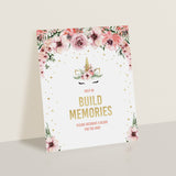 Floral unicorn baby shower game decorate a block help us build memories by LittleSizzle
