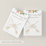 Tribal Baby Shower Game Who Knows Mommy Best with Pink Flowers