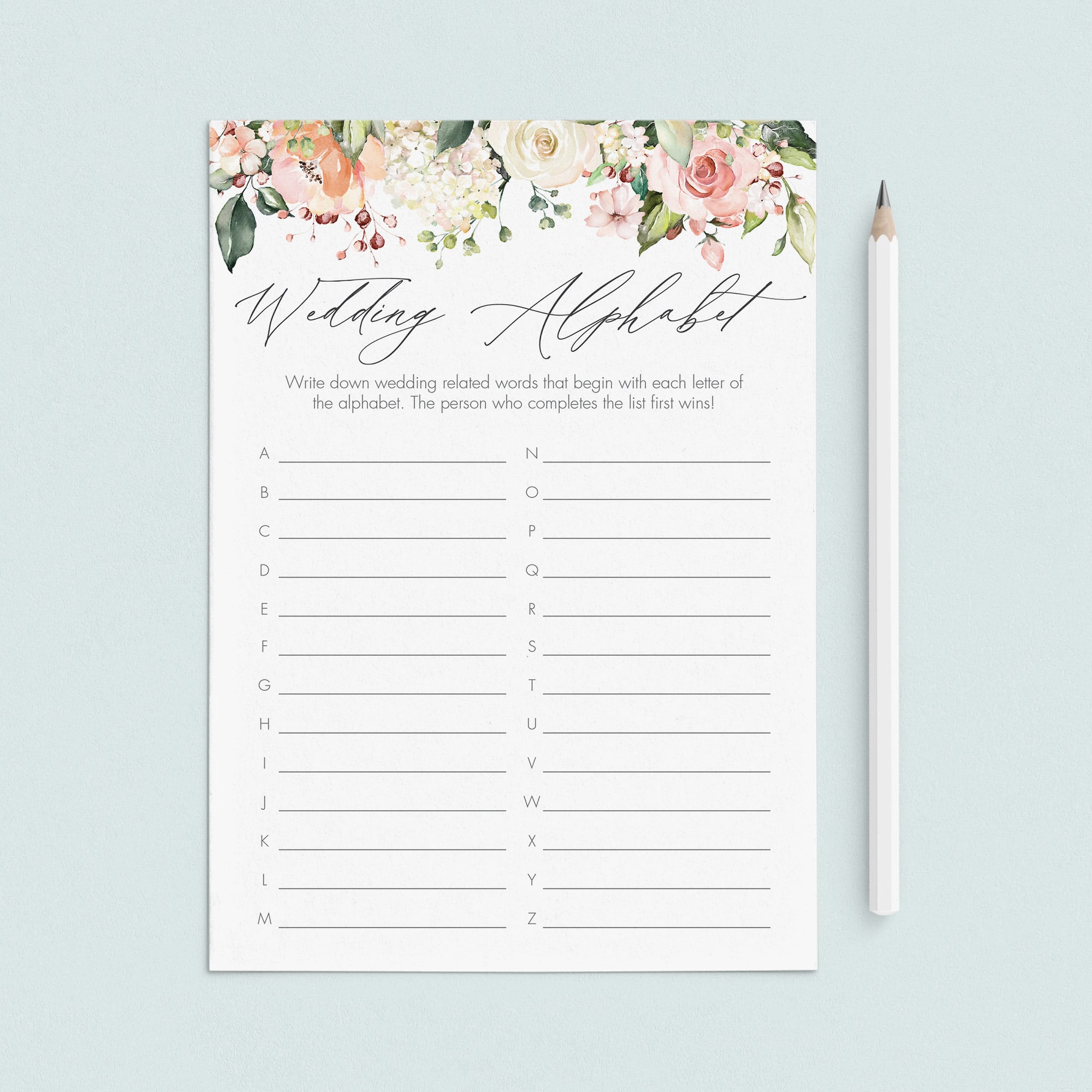 Classy Wedding Alphabet Game Printable by LittleSizzle