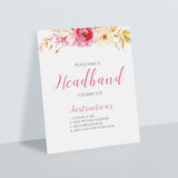 Watercolor floral headband station instructions sign template by LittleSizzle