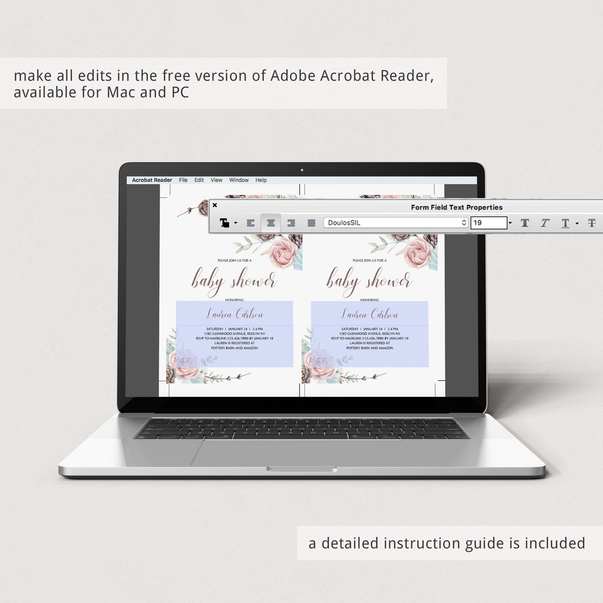 Editable winter baby shower invitation download by LittleSizzle