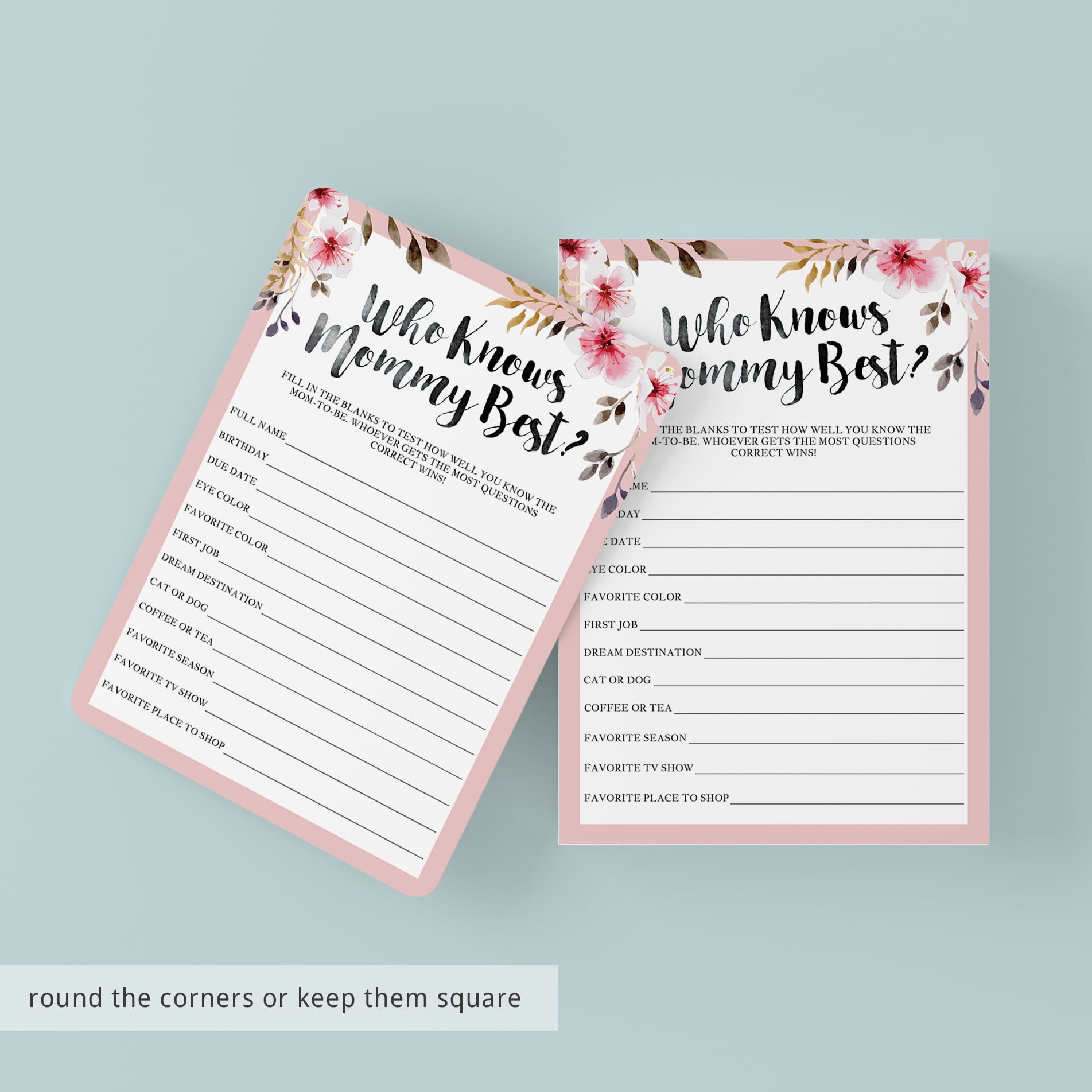 Mommy best babyshowers game for girls with pink flowers by LittleSizzle