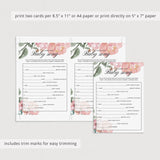 Floral Baby Shower Baby Song Game Printable