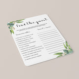 eucalyptus leaves bridal shower games printables