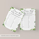 Animals Baby Name Quiz Baby Shower Game Printable Greenery