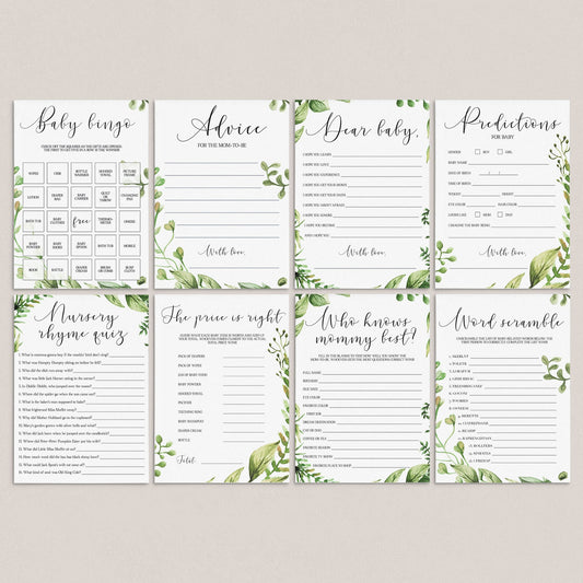 Botanical baby shower games printable package by LittleSizzle
