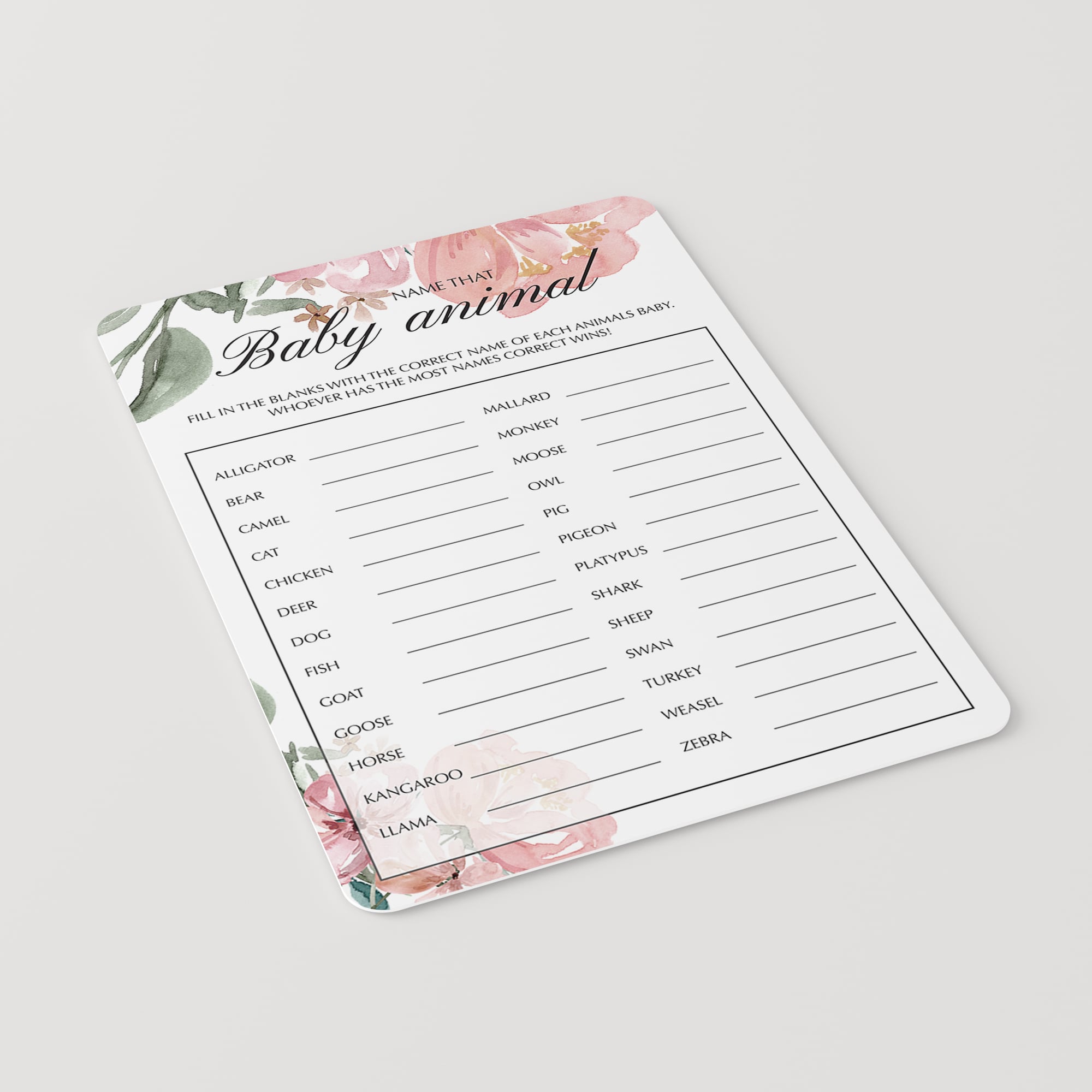 Name the baby animal game answers baby shower by LittleSizzle