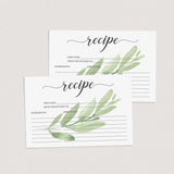 Download recipe cards with watercolor leaves by LittleSizzle
