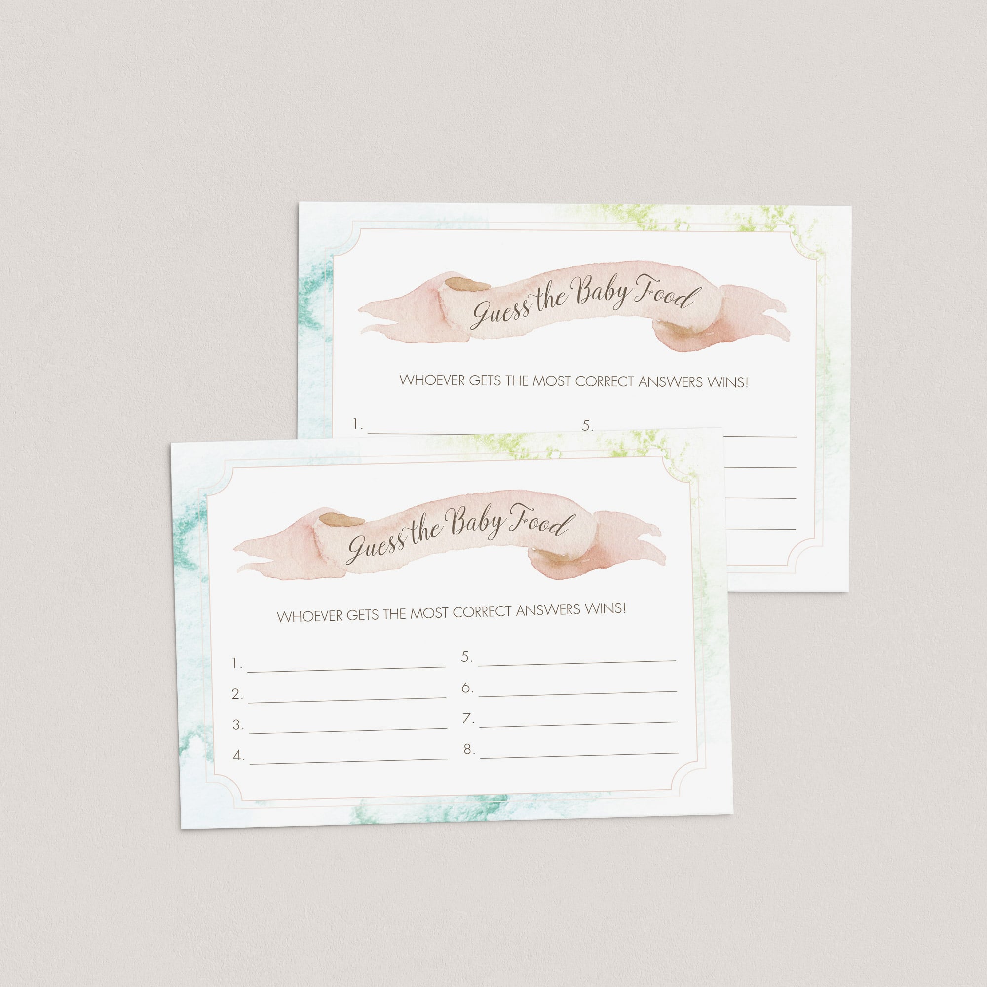 Baby food cards printable for neutral baby shower by LittleSizzle