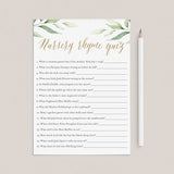 Watercolor Greenery Baby Shower Nursery Rhyme Game by LittleSizzle