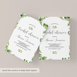 Greenery Bridal Shower Invitation Template Instant Download