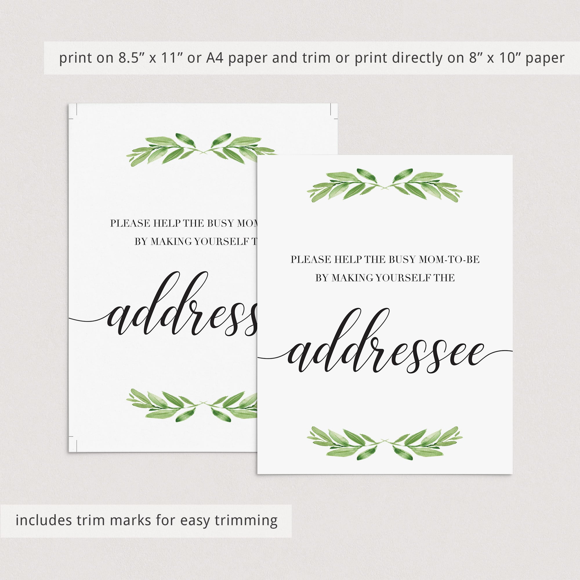 Watercolor leaves baby shower decor printables by LittleSizzle
