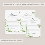 greenery bridal shower advice cards printable by LittleSizzle