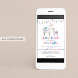 Watercolor baby and mama llama invitation for baby party by LittleSizzle