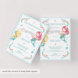Mermaid Baby Shower Invitation Template Watercolor
