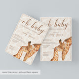 Giraffe Baby Shower Invitation Template Gender Neutral