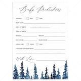 Forest Baby Shower Baby Prediction Cards Printable by LittleSizzle