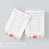 Pink Floral Baby Shower Game Baby Around The World
