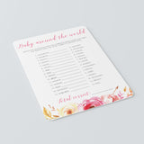 Pink Floral Baby Shower Game Baby Around The World