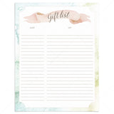 Watercolor gift sheet for shower printable by LittleSizzle