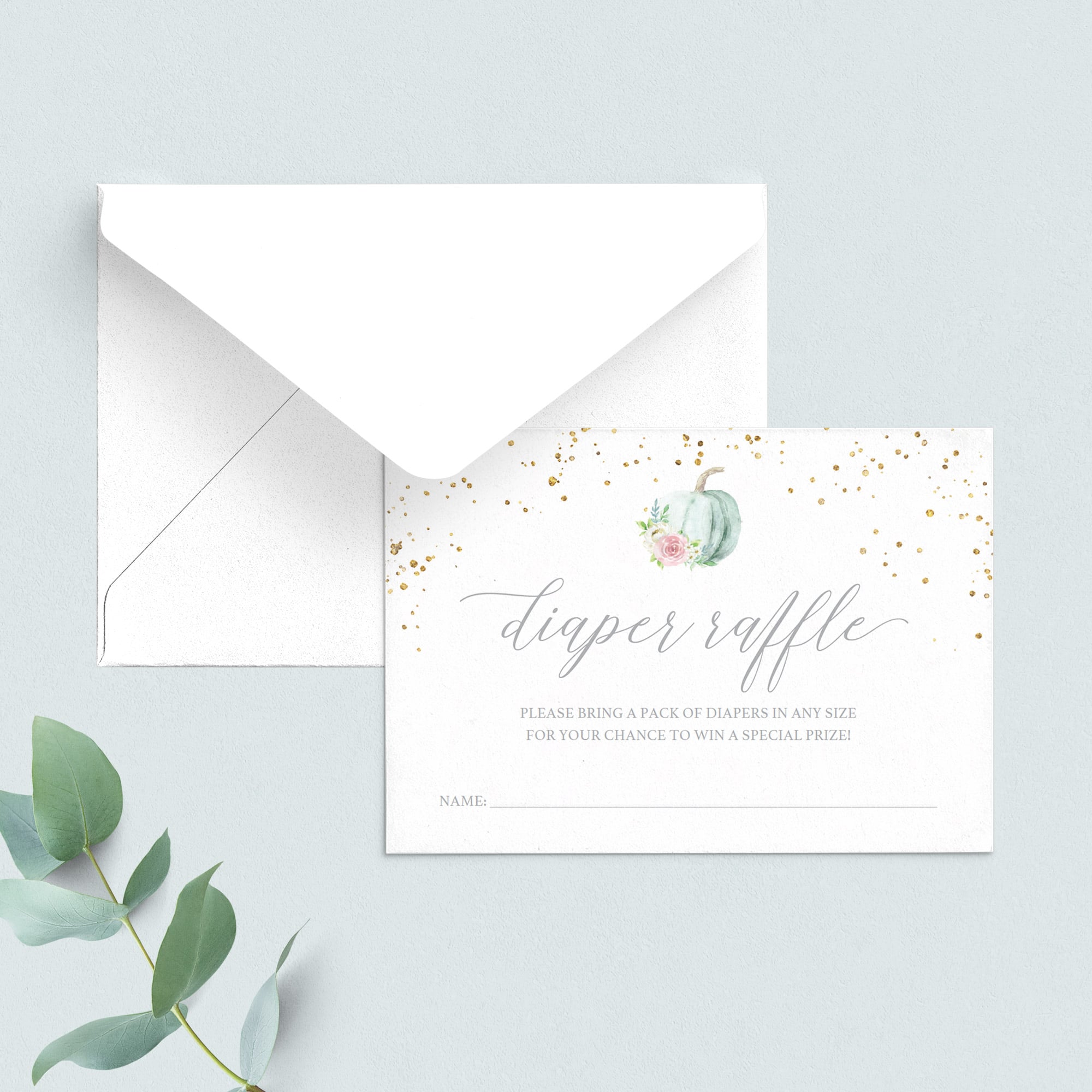 Pumpkin Baby Shower Diaper Raffle Ticket Template by LittleSizzle