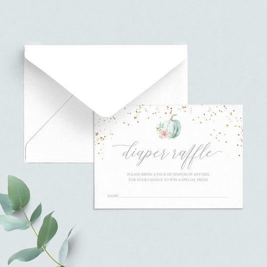 Pumpkin Baby Shower Diaper Raffle Ticket Template by LittleSizzle