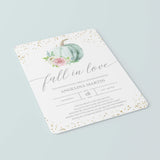 Fall in Love Bridal Shower Invitation with Watercolor Pumpkin