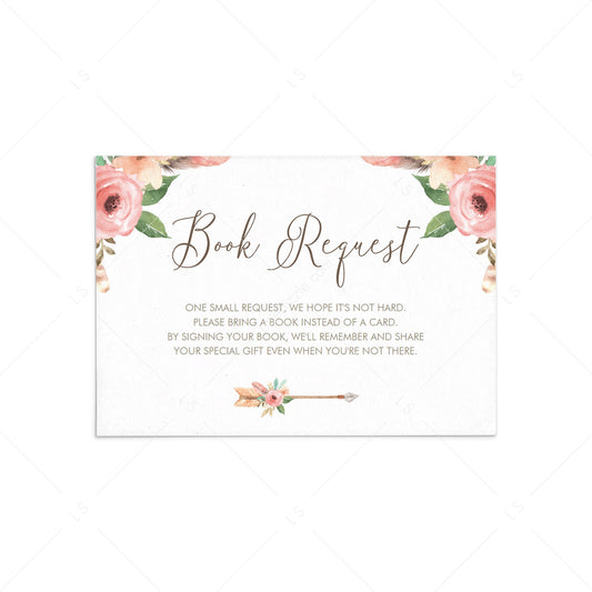 Baby Shower Book Request Card with Watercolor Roses by LittleSizzle