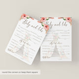 Baby Madlibs Game Floral Tribal Baby Shower