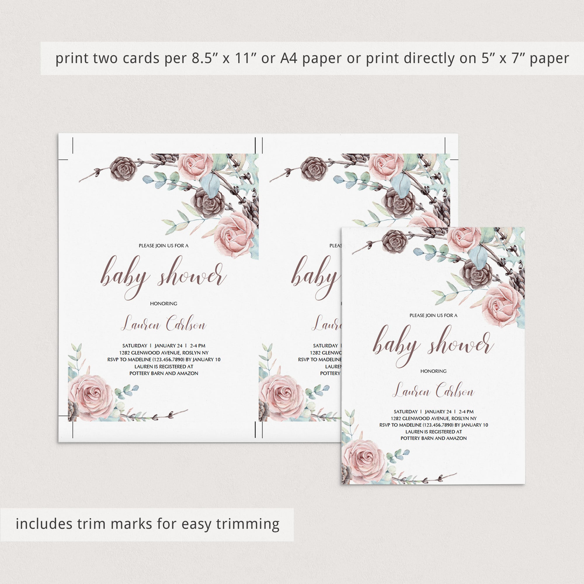 DIY winter floral baby shower ideas by LittleSizzle