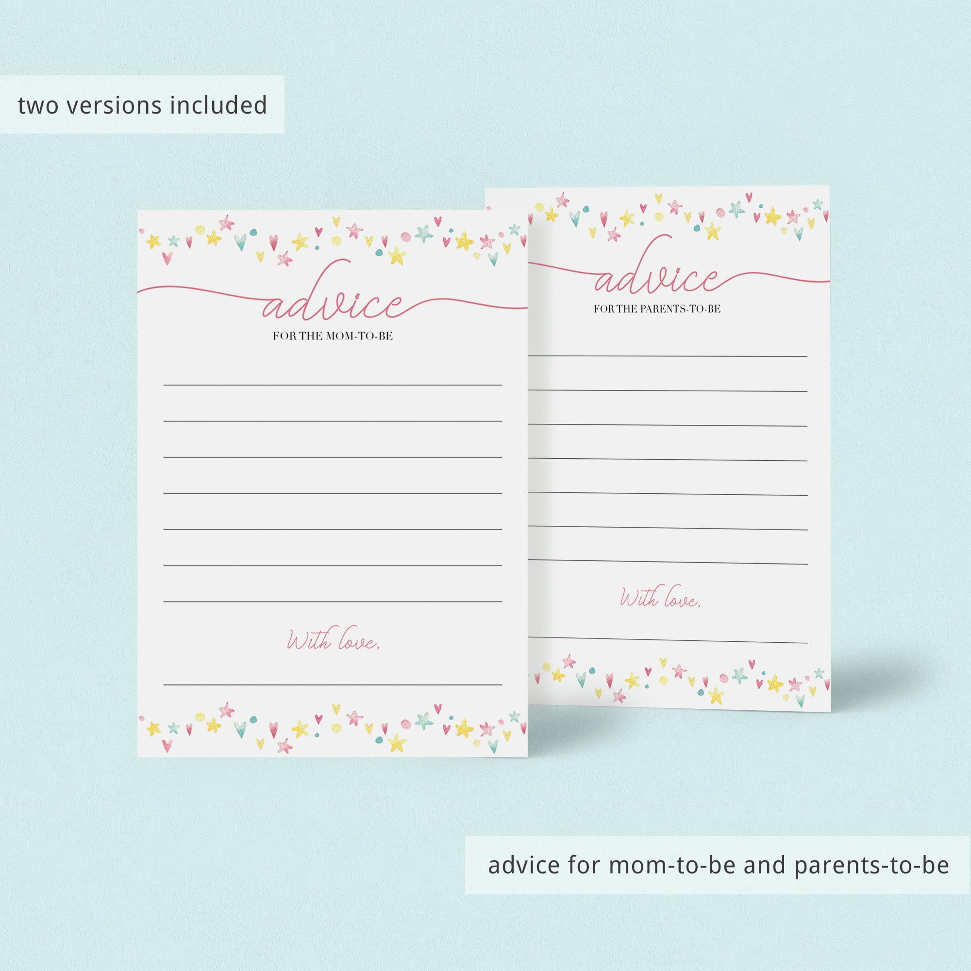 Printable baby advice cards for new mom and new parents by LittleSizzle