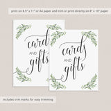 Gift Table Sign Printable Greenery