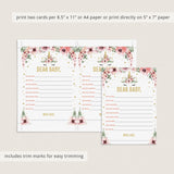 Floral Unicorn Dear Baby Printable Baby Shower Cards