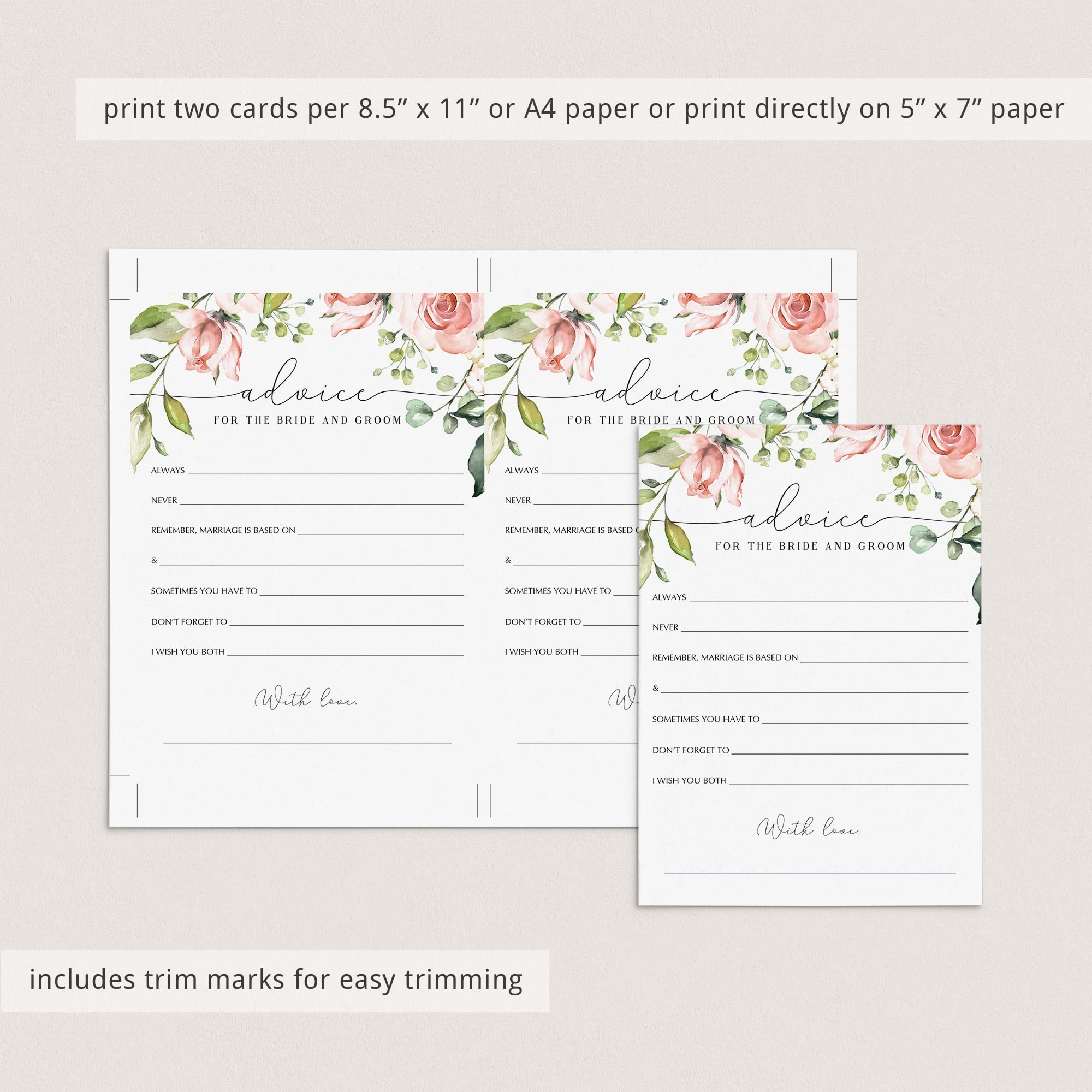 floral bridal shower keepsakes printables