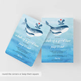 Blue Baby Sprinkle Invitation Template Whale Time