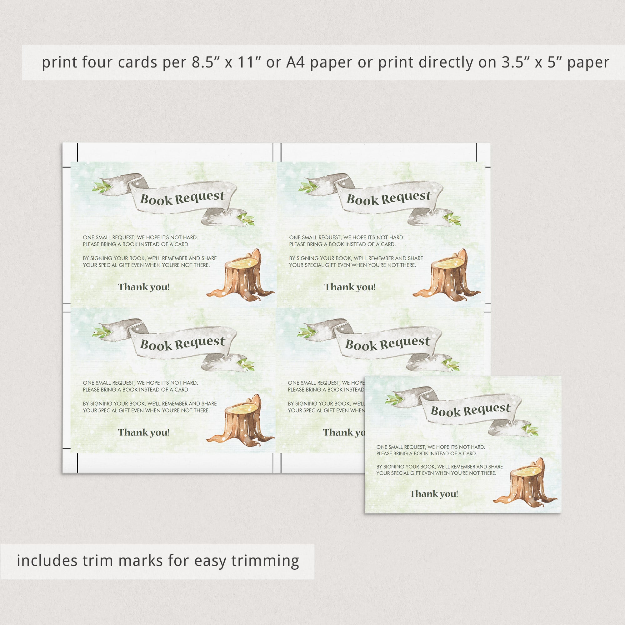 Editable book request cards for winter theme baby shower by LittleSizzle