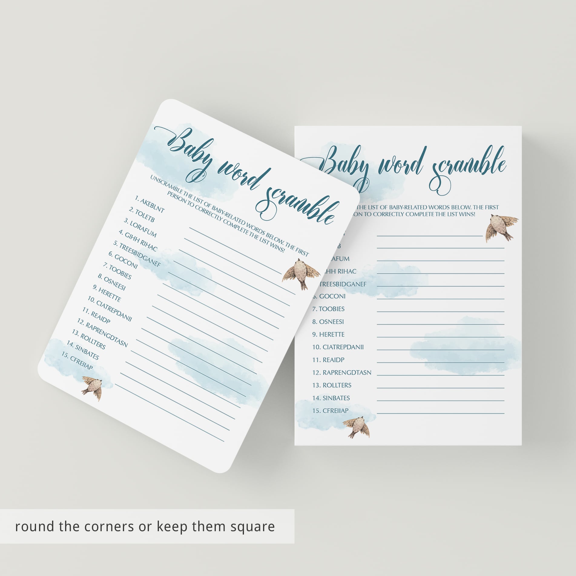 Download answer key for baby word scramble game by LittleSizzle