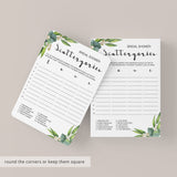 botanical garden scattergories bridal shower game card download