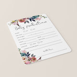 Boho Shower New Baby Predictions Game Printable