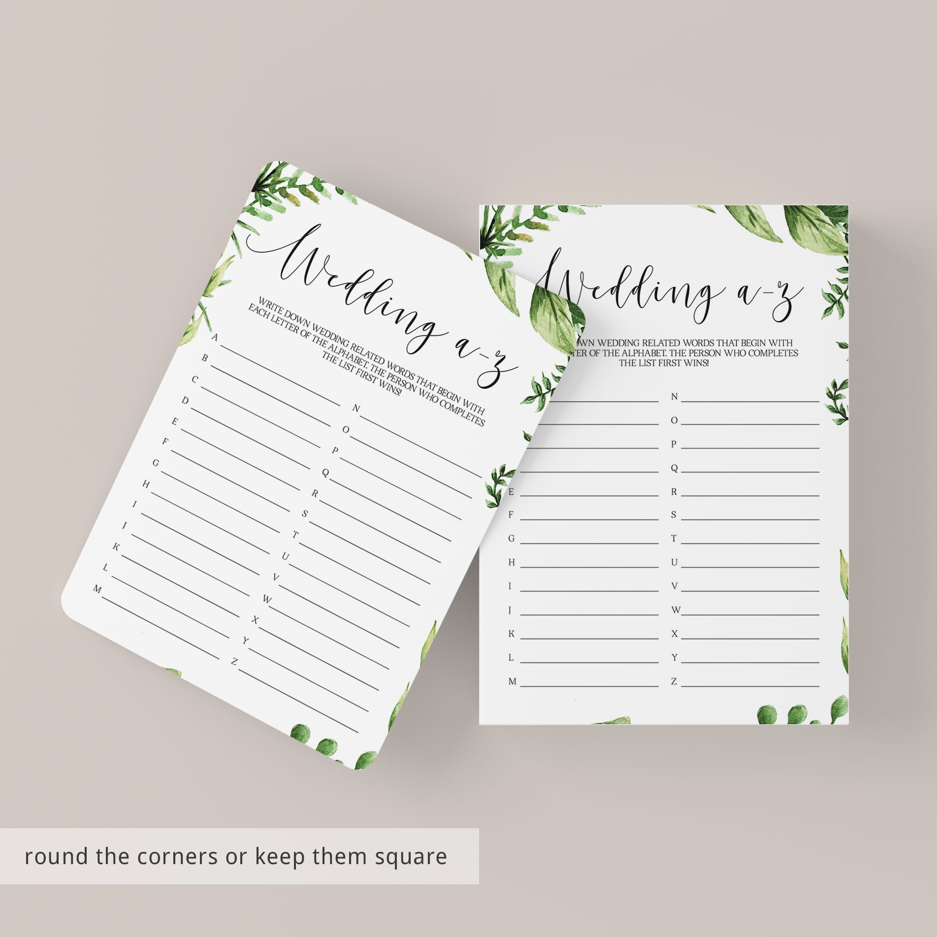 garden wedding word game ideas